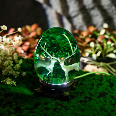 Deers Forest Epoxy Resin Egg Lamp, Night Light
