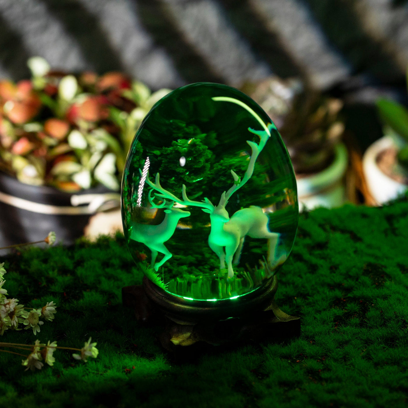 Deers Forest Epoxy Resin Egg Lamp, Night Light