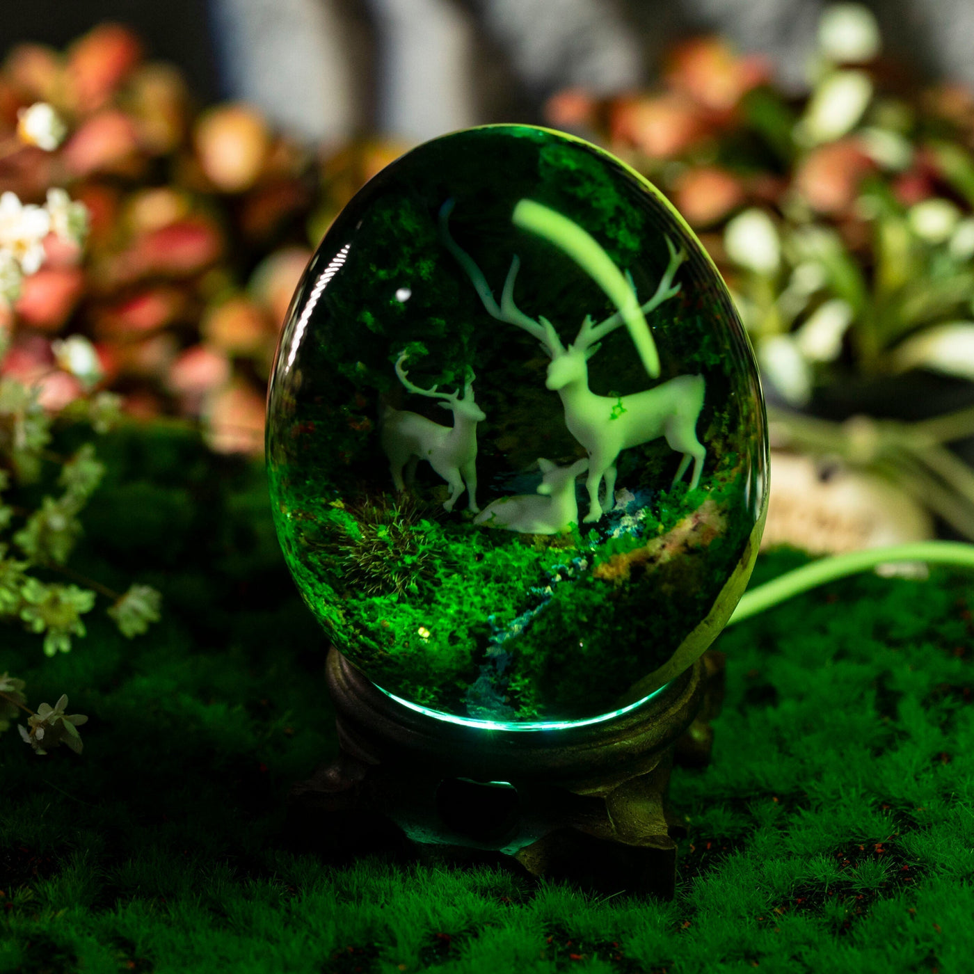 Deers Forest Epoxy Resin Egg Lamp, Night Light