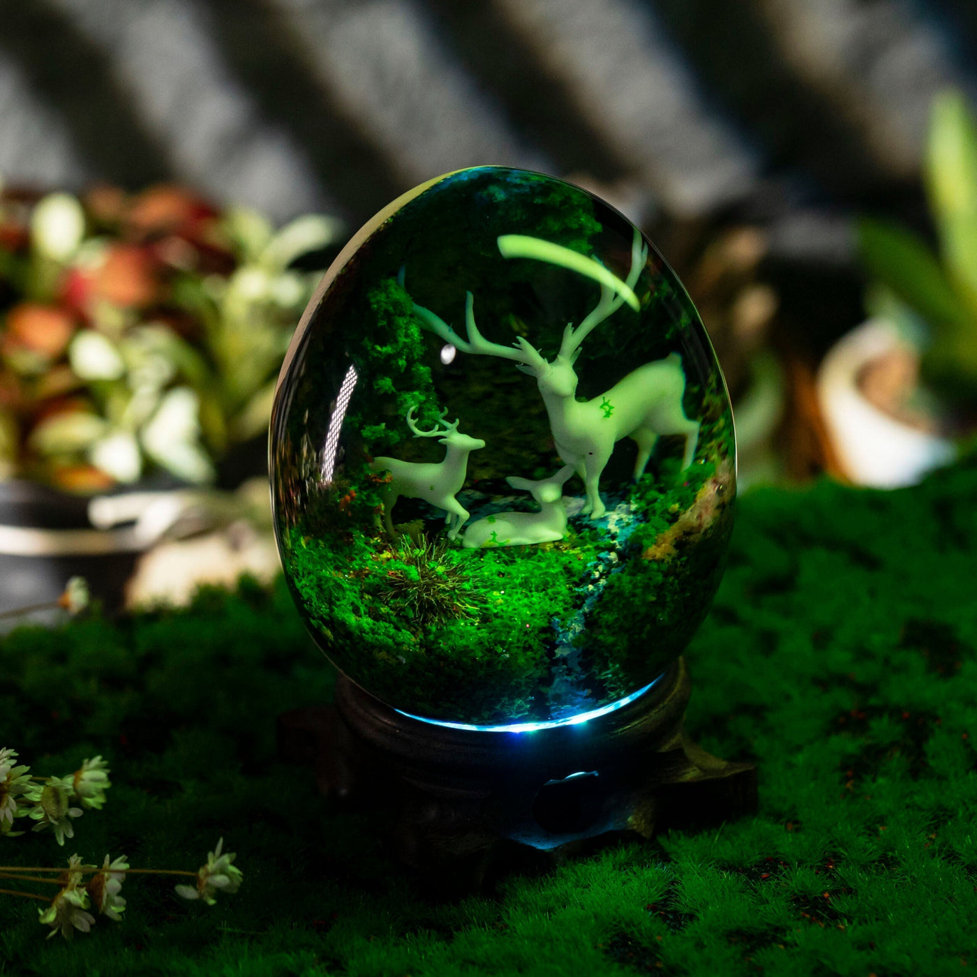 Deers Forest Epoxy Resin Egg Lamp, Night Light