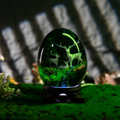 Deers Forest Epoxy Resin Egg Lamp, Night Light