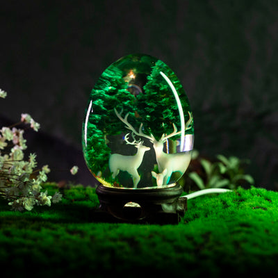 Deers Forest Epoxy Resin Egg Lamp, Night Light