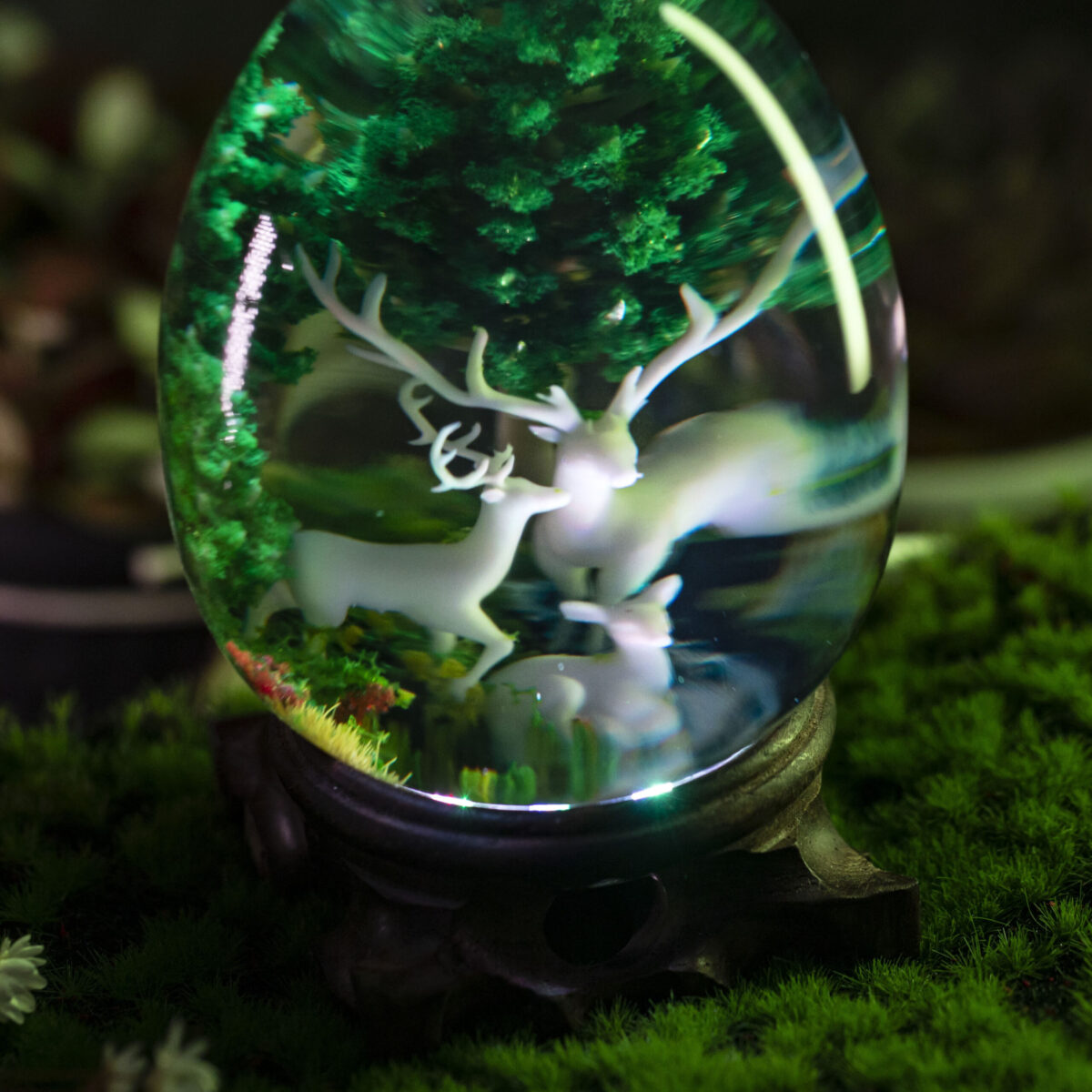 Deers Forest Epoxy Resin Egg Lamp, Night Light
