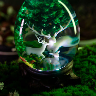 Deers Forest Epoxy Resin Egg Lamp, Night Light
