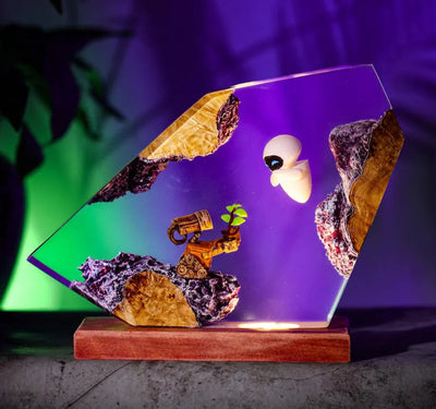 Wall E and Eve Epoxy Resin Lamp, Night Light
