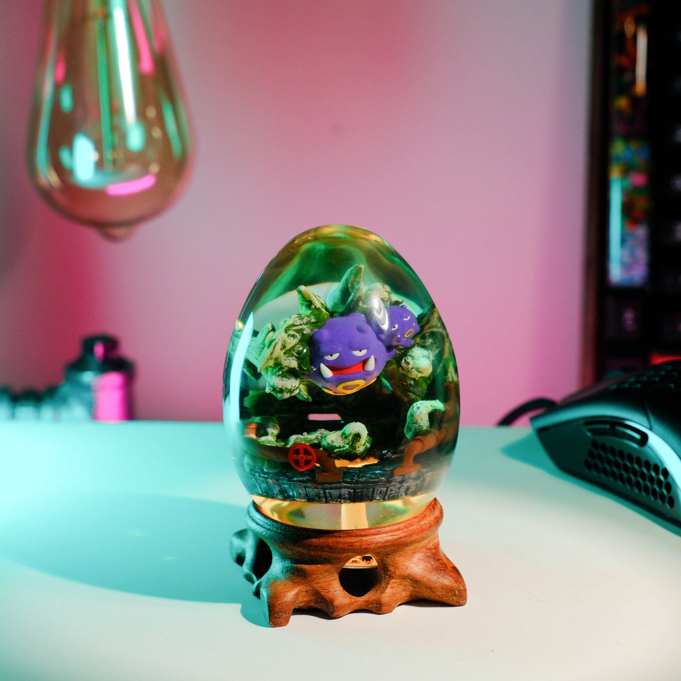 Pokemon Weezing Epoxy Resin Egg Lamp, Night Light