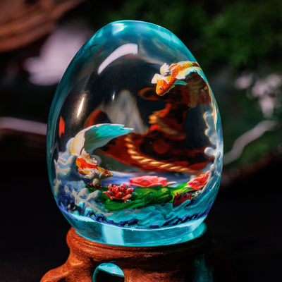 Japanese Koi Fish Resin Egg Lamp, Night Light
