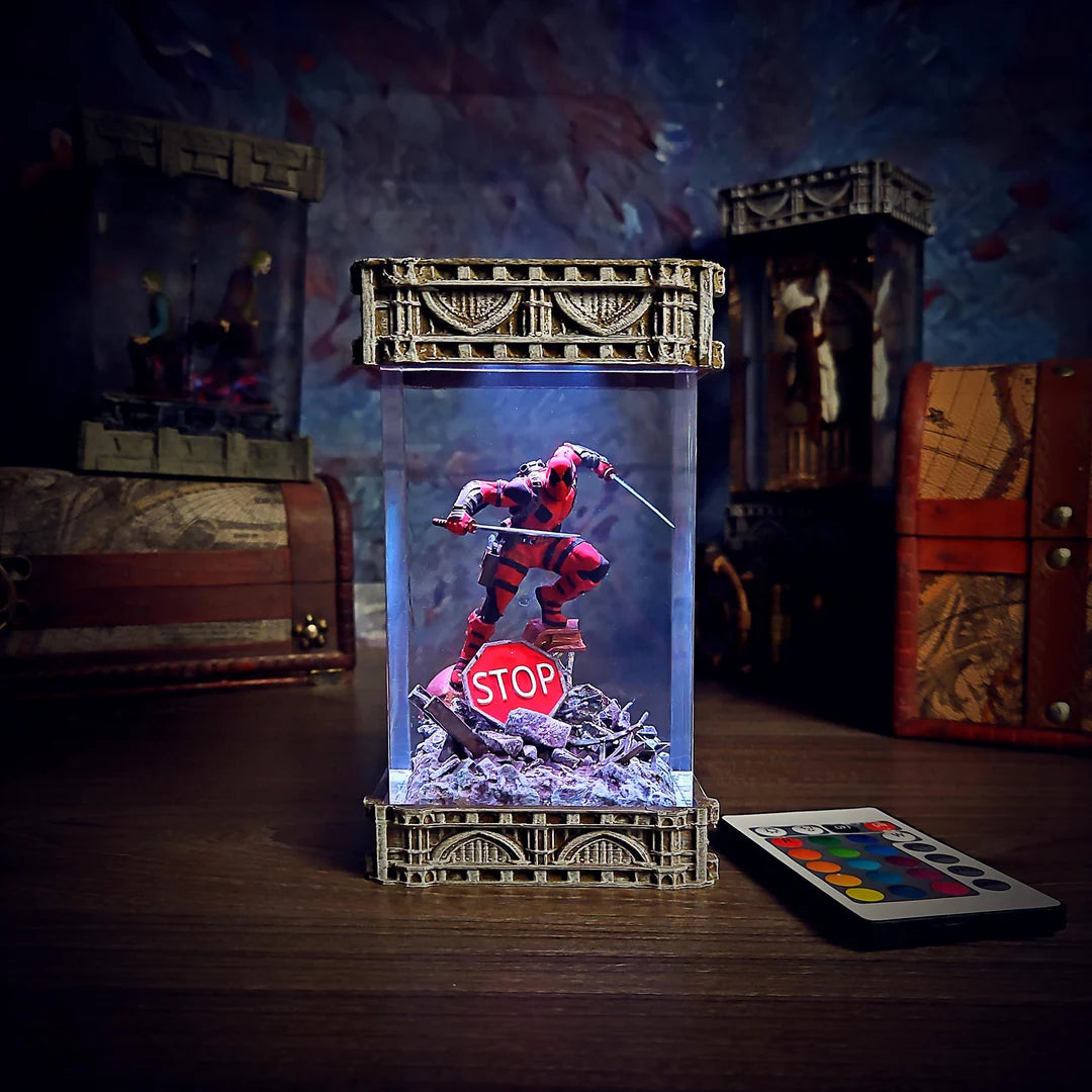 Deadpool Epoxy Resin Lamp, Night Light, Wireless Lights