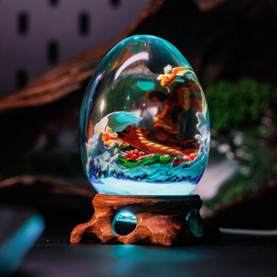Japanese Koi Fish Resin Egg Lamp, Night Light