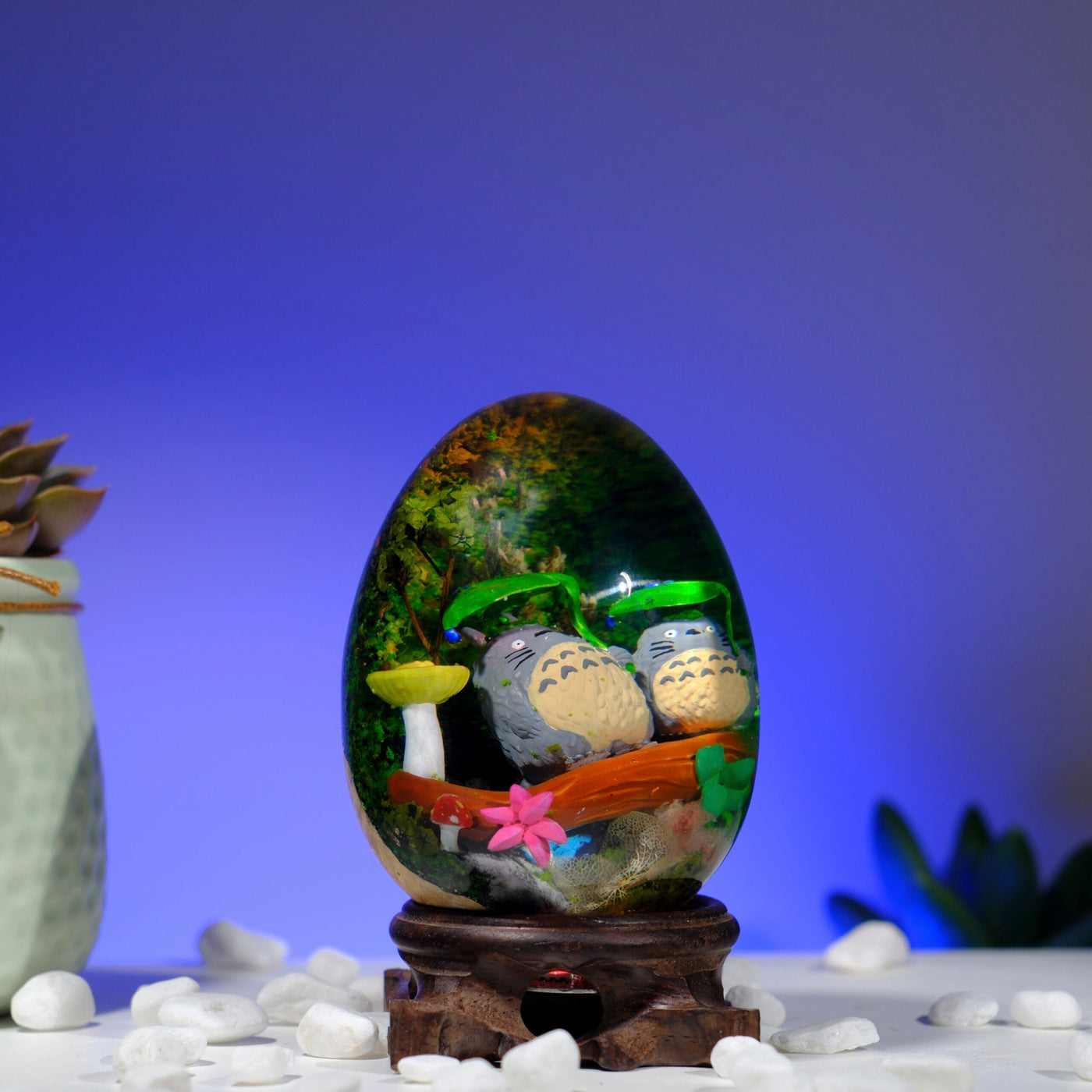Totoro Ghibli Epoxy Resin Egg Lamp, Night Light