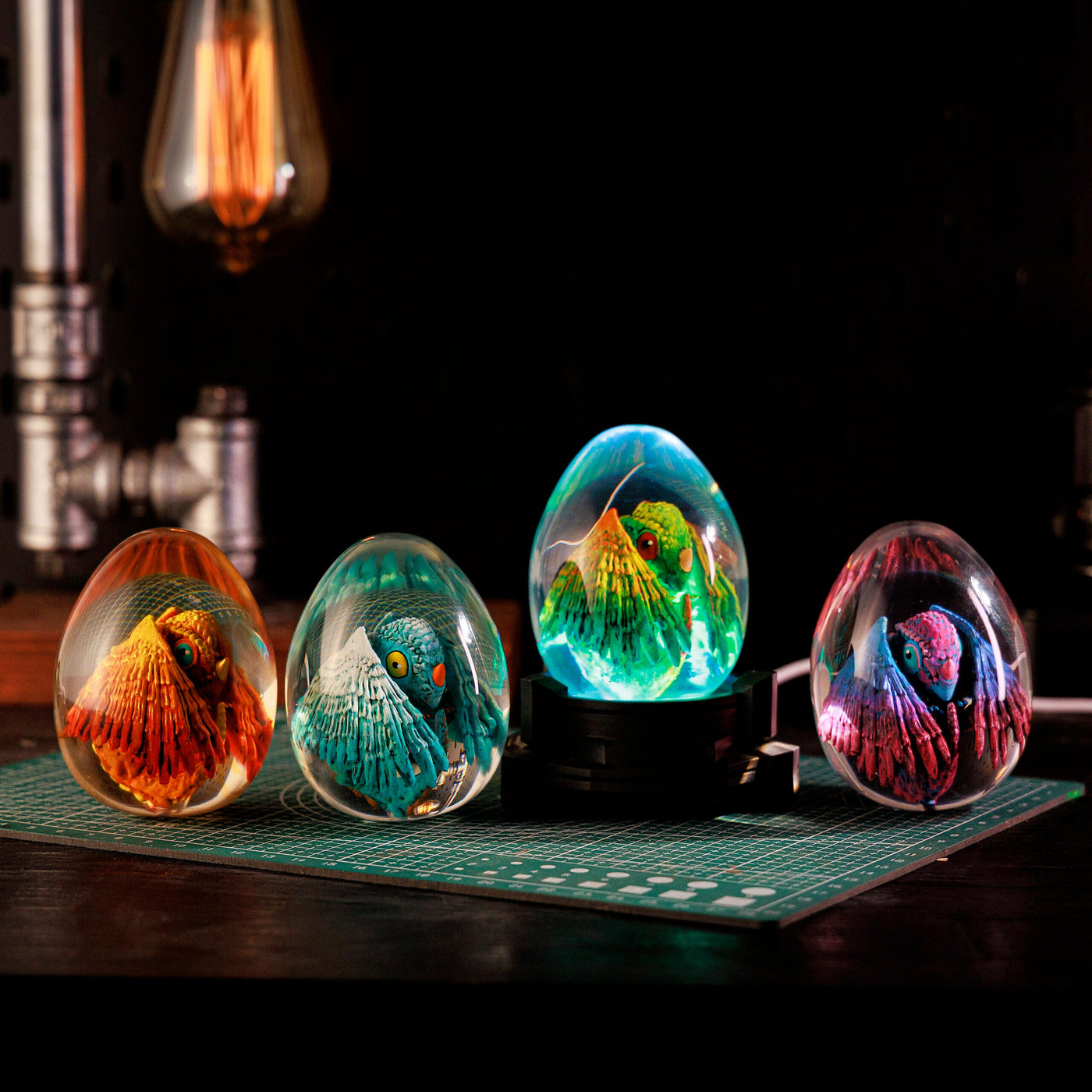 Baby Dinosaur Resin Egg Lamp, Night Light