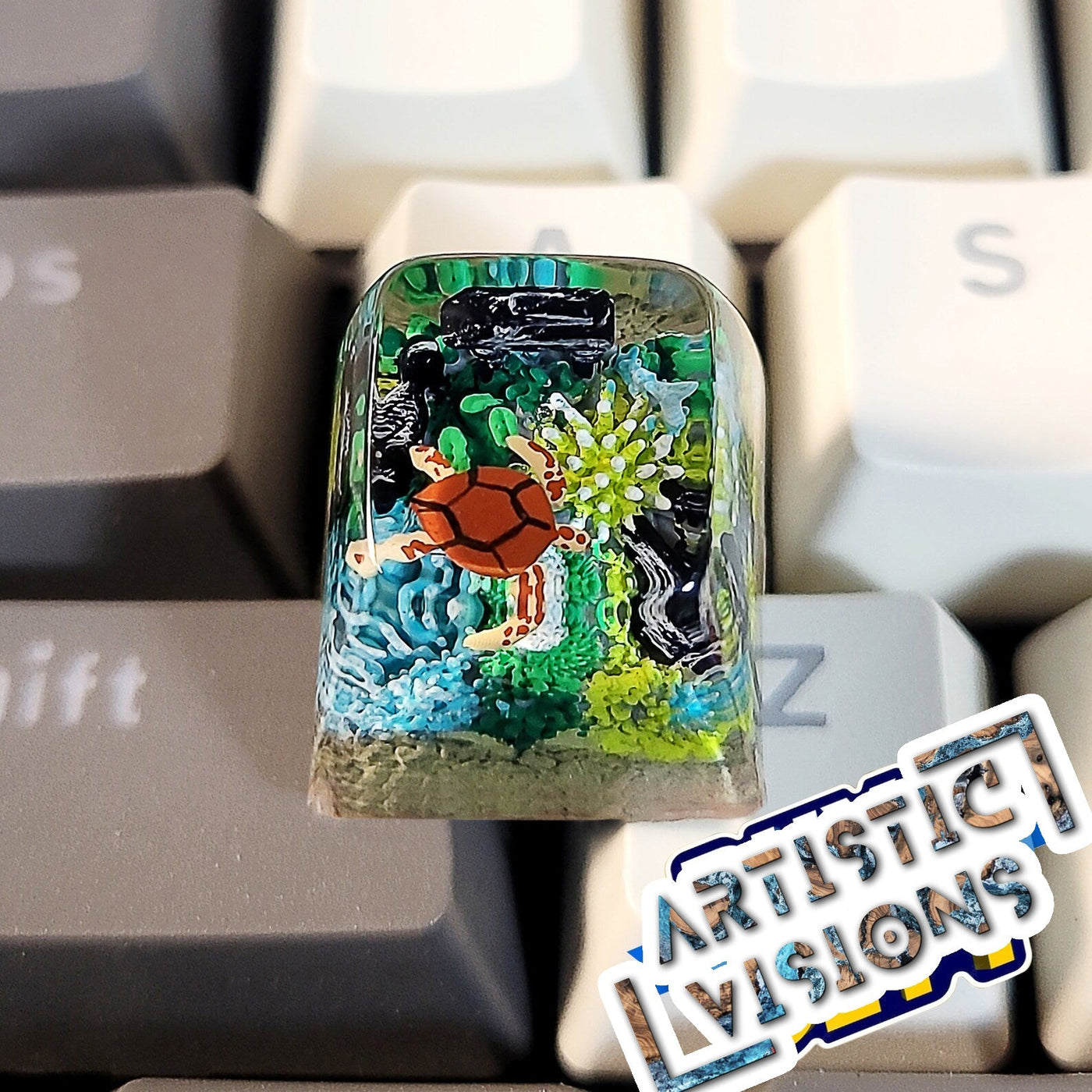 Turtle Coral Undersea Ocean Artisan Keycaps Epoxy Resin