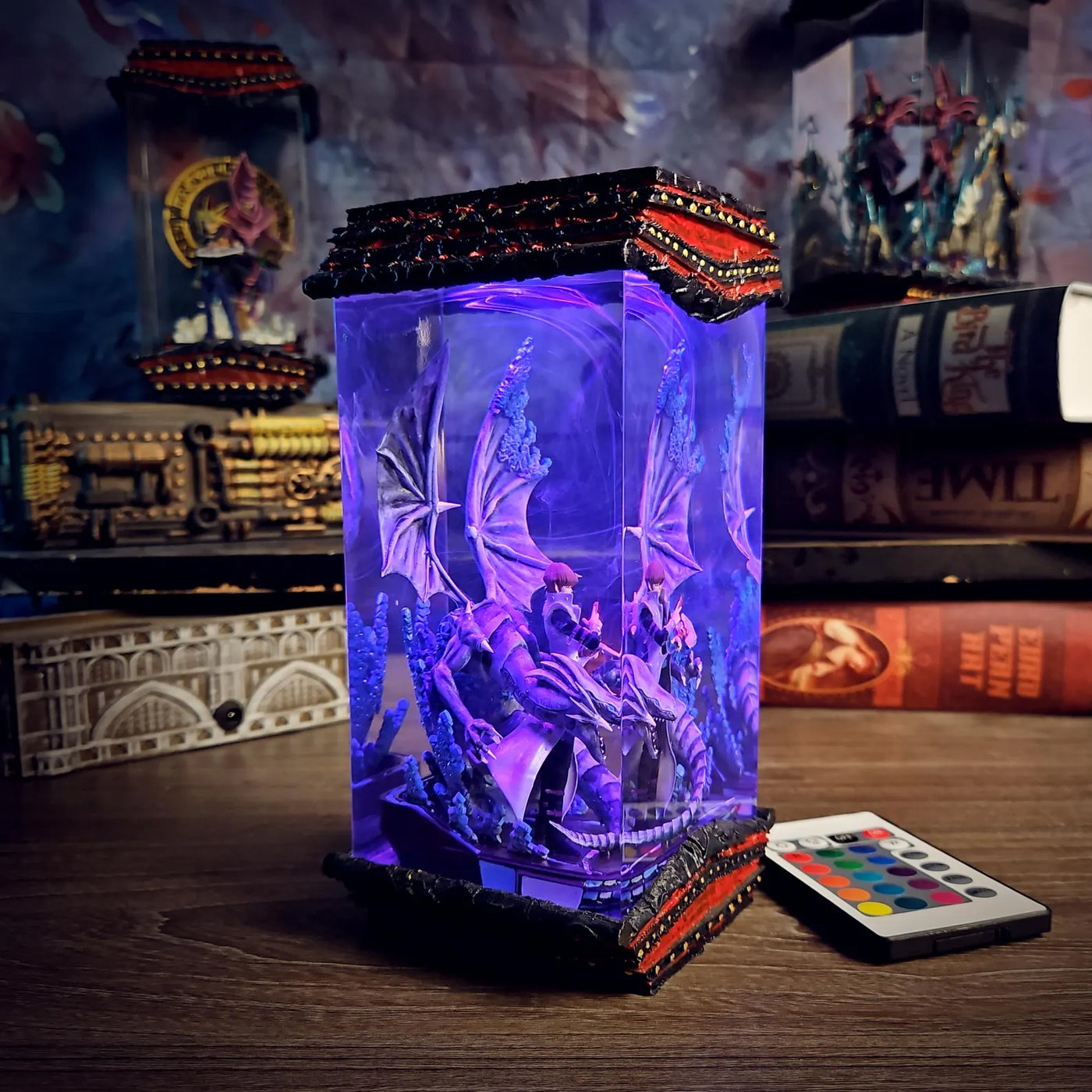 Yu Gi Oh Kaiba Seto Blue-Eyes White Dragon Epoxy Resin Lamp, Night Light, Wireless Lights