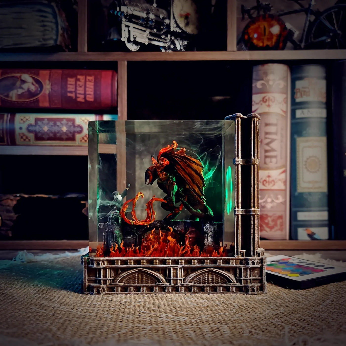 LOTR Lord Of Rings Balrog vs Gandalf Diorama Epoxy Resin Lamp, Night Light, Wireless Lights