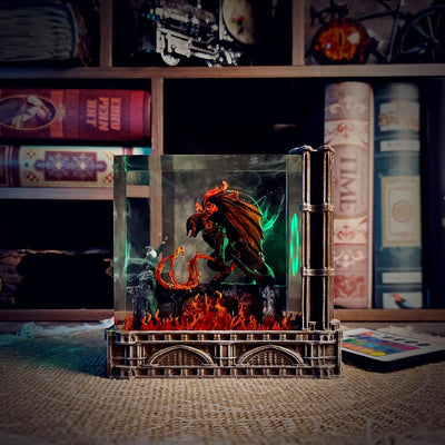 LOTR Lord Of Rings Balrog vs Gandalf Diorama Epoxy Resin Lamp, Night Light, Wireless Lights