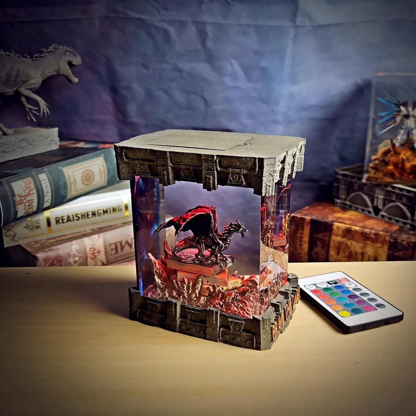 Fourth Wing Dragons Epoxy Resin Lamp, Night Light, Wireless Lights