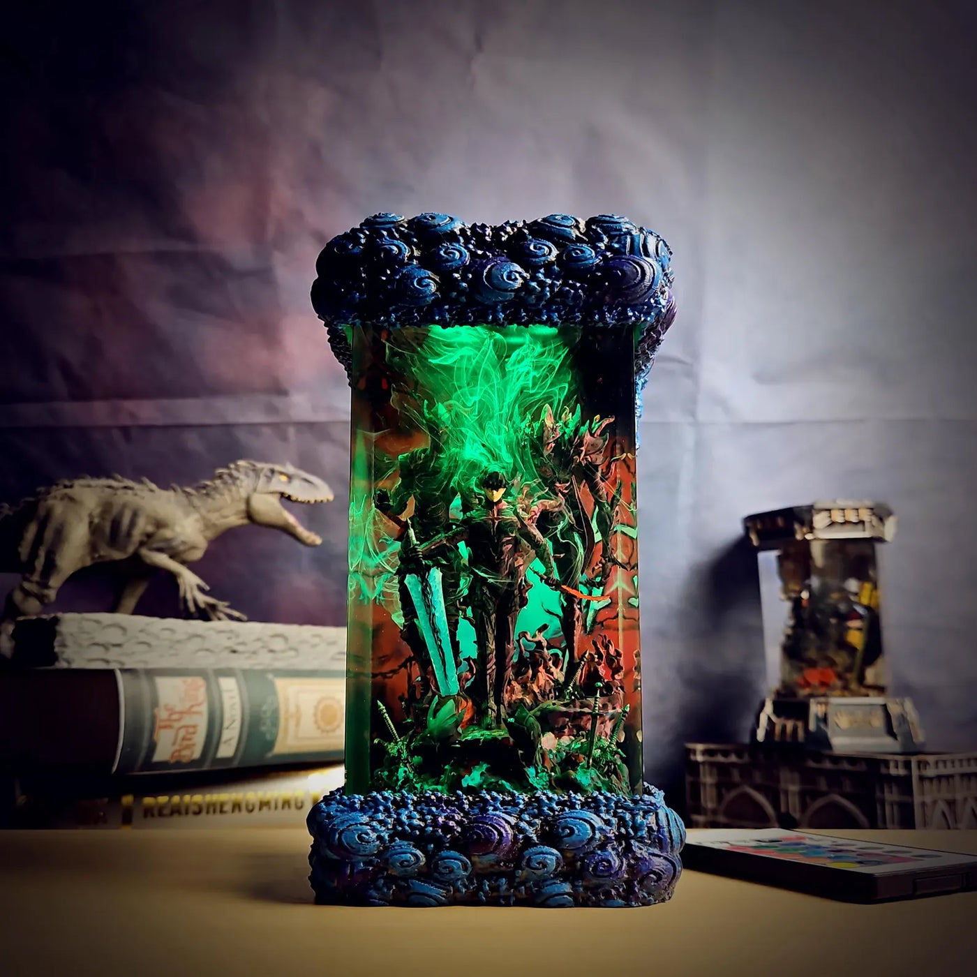 Solo Leveling Sung Jin-woo Beru Blood-Red Commander Igris Diorama Epoxy Resin Lamp, Night Light, Wireless Lights