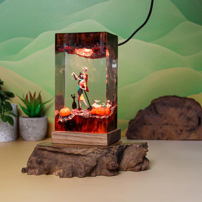Halloween Jack Skellington and Sally The Nightmare Before Christmas Epoxy Resin Lamp, Night Light