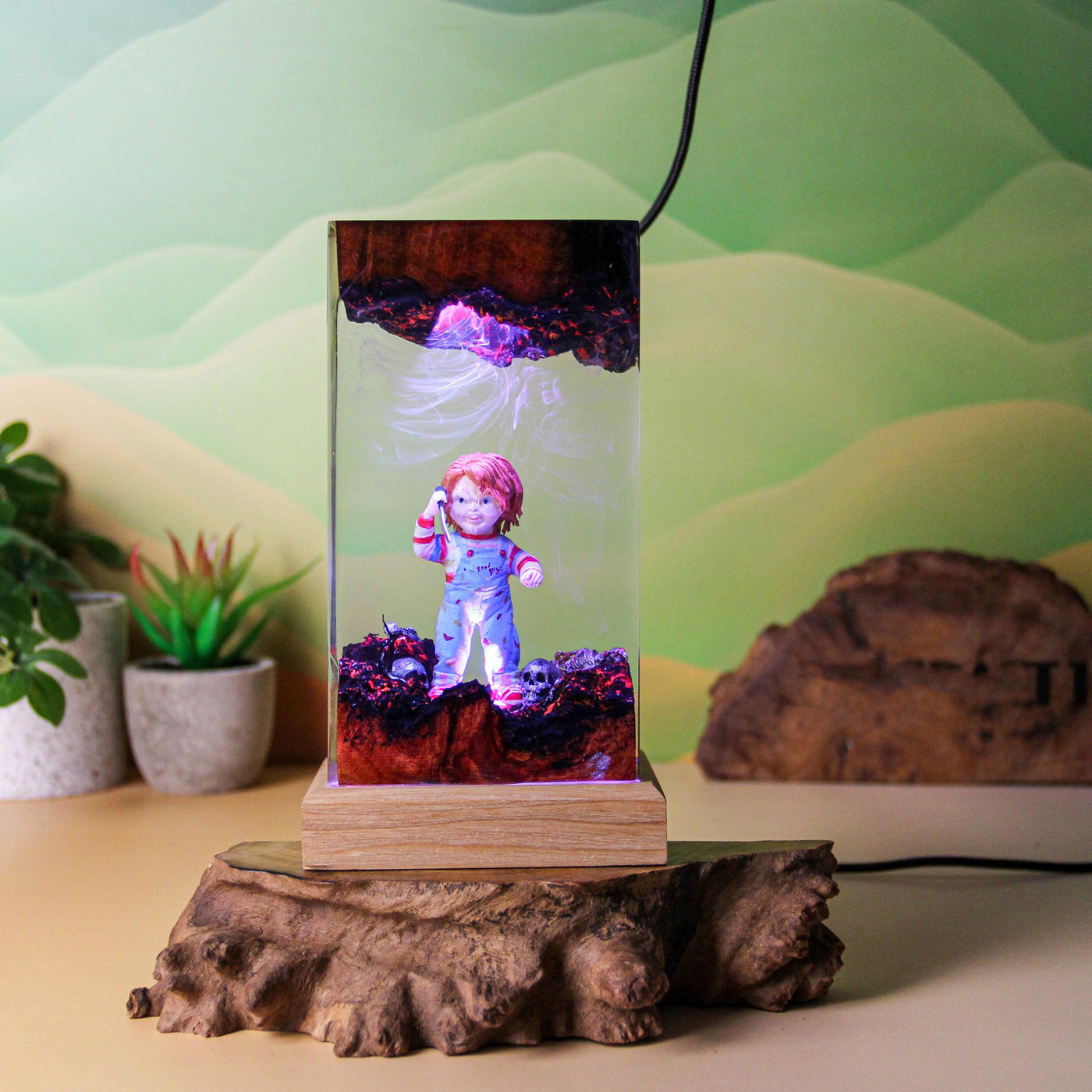 Halloween Horror Chucky Doll Epoxy Resin Lamp, Night Light
