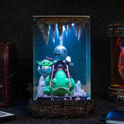 Star Wars Din Djarin The Mandalorian Baby Yoda Epoxy Resin Lamp, Night Light, Wireless Lights