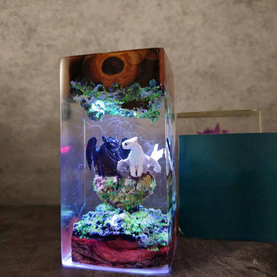 How To Train Your Dragon Toothless and Light Fury Epoxy Resin Lamp, Night Light