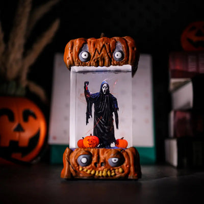 Halloween Horror Scream Ghostface Killer Pumpkin Epoxy Resin Lamp, Night Light, Wireless Lights
