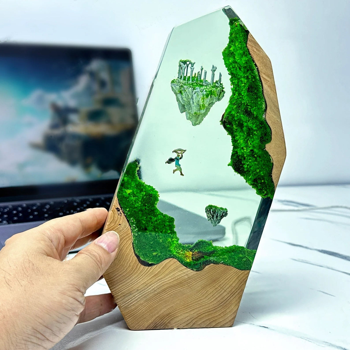 Zelda Link and Sky Islands Epoxy Resin Lamp, Night Light