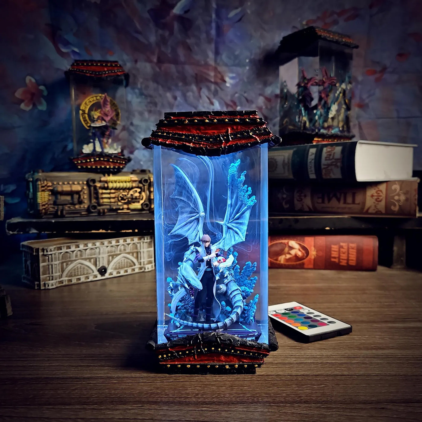 Yu Gi Oh Kaiba Seto Blue-Eyes White Dragon Epoxy Resin Lamp, Night Light, Wireless Lights