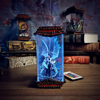 Yu Gi Oh Kaiba Seto Blue-Eyes White Dragon Epoxy Resin Lamp, Night Light, Wireless Lights