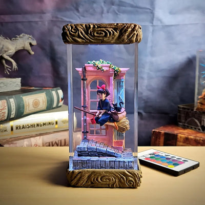 Ghibli Kiki Delivery Service Diorama Epoxy Resin Lamp, Night Light, Wireless Lights
