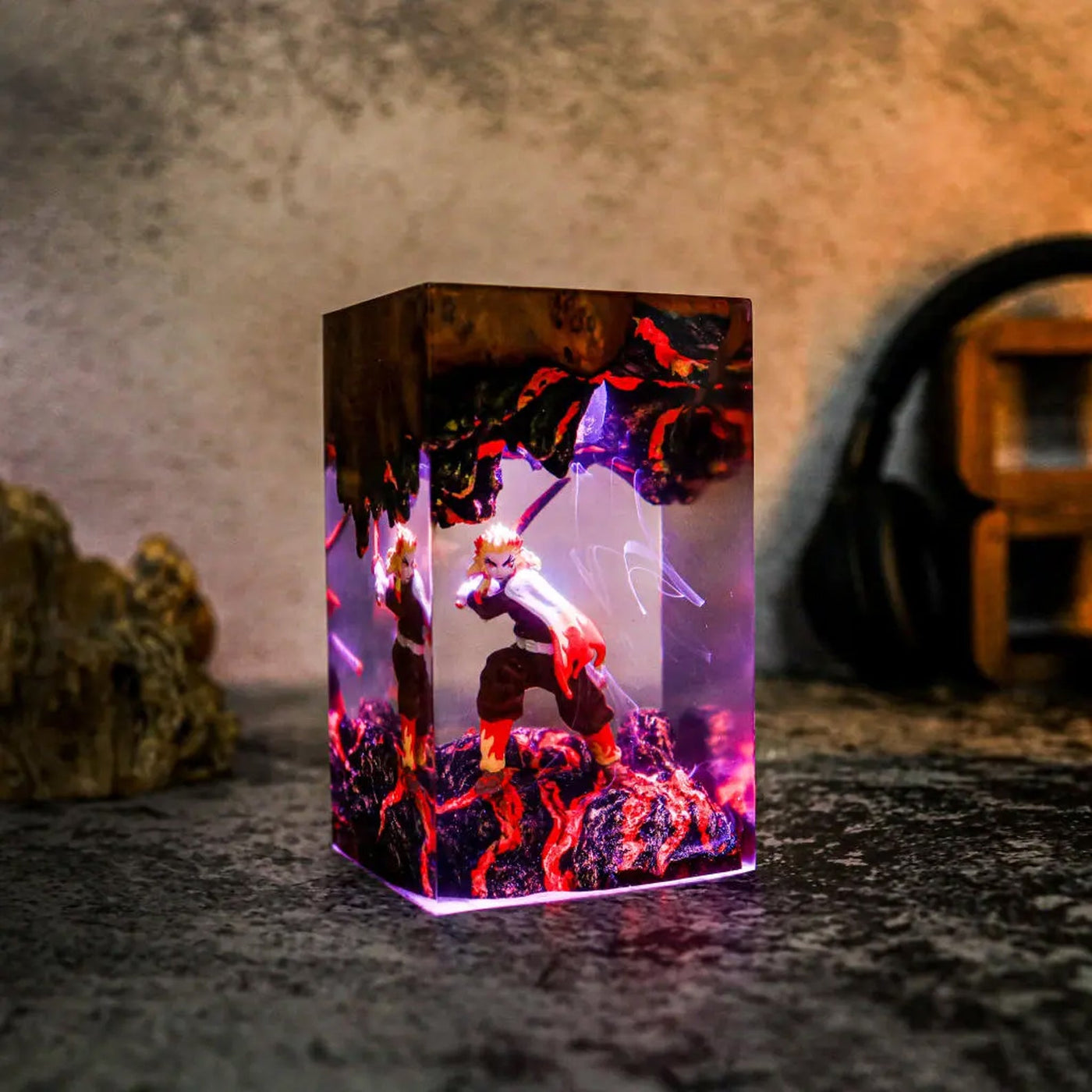 Demon Slayer Kyojuro Rengoku Epoxy Resin Lamp, Night Light