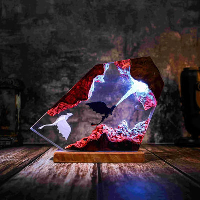 How To Train Your Dragon Family Toothless Breath Attack and Light Fury Epoxy Resin Lamp, Night Light