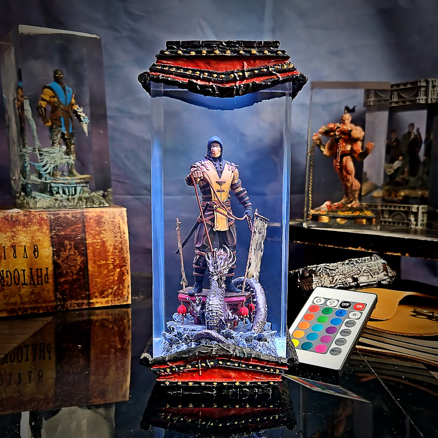 Mortal Kombat Scorpion Epoxy Resin Lamp, Night Light, Wireless Lights