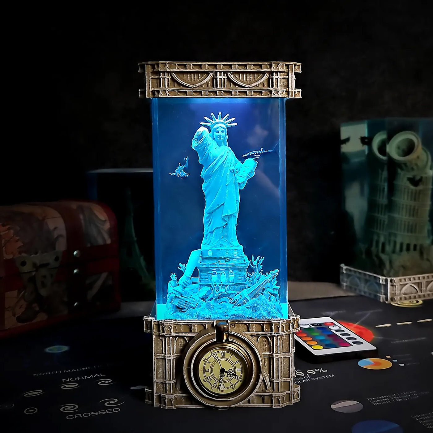 Gothic Statue of Liberty Undersea Epoxy Resin Lamp, Night Light, Wireless Lights