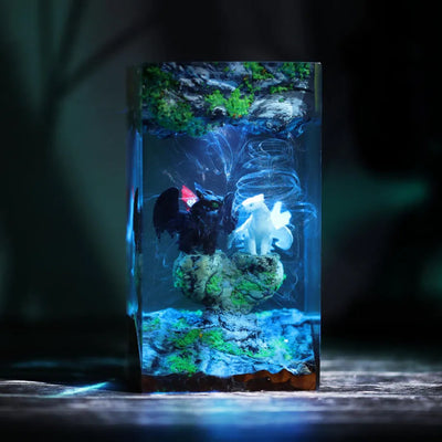 How To Train Your Dragon Toothless and Light Fury Epoxy Resin Lamp, Night Light