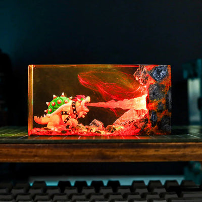 Super Mario Bowser Fire Breath Epoxy Resin Lamp, Night Light