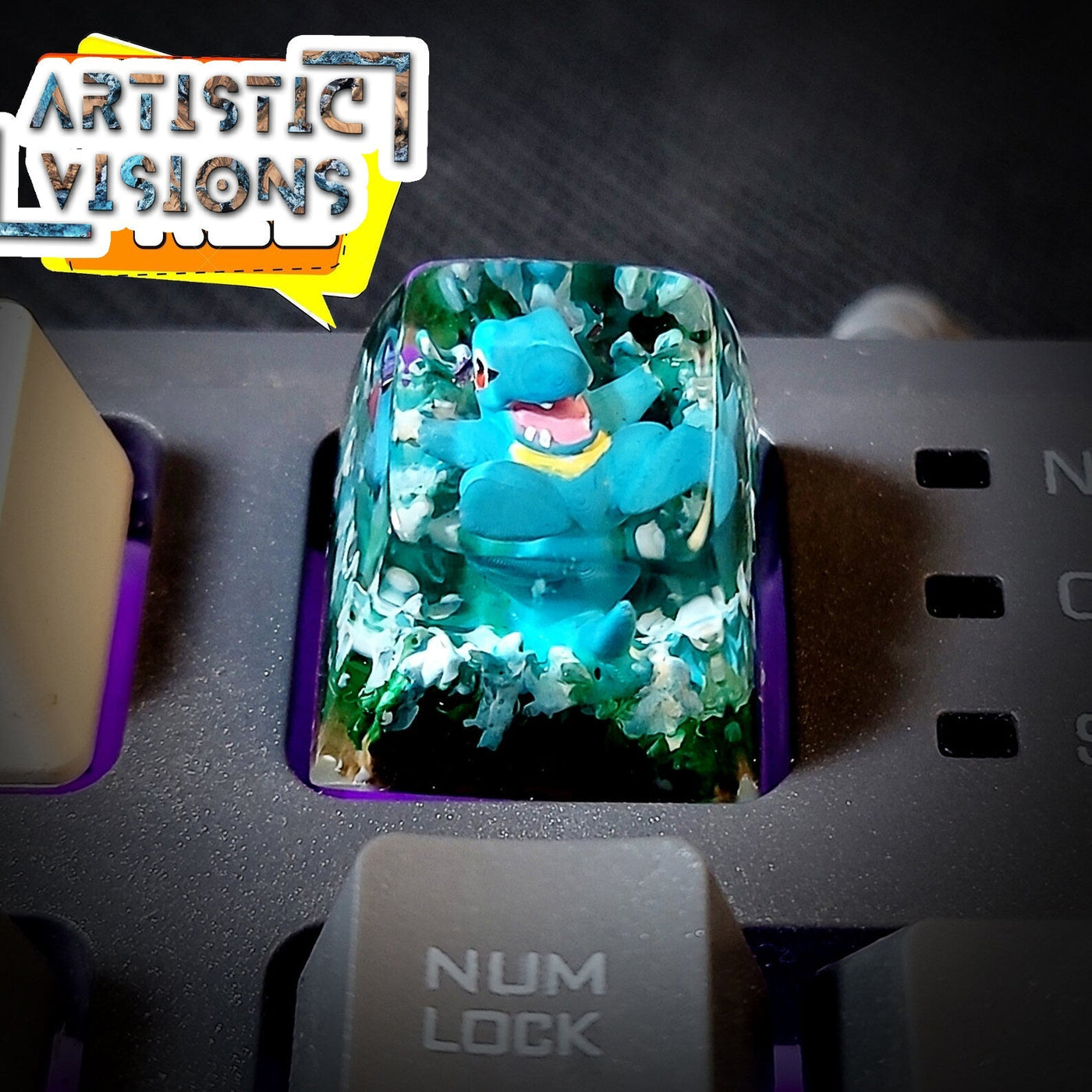 Pokemon Totodile Artisan Keycaps Epoxy Resin