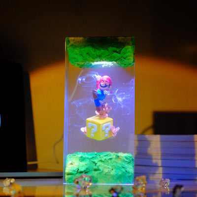 Super Mario Question Mark Cube Epoxy Resin Lamp, Night Light
