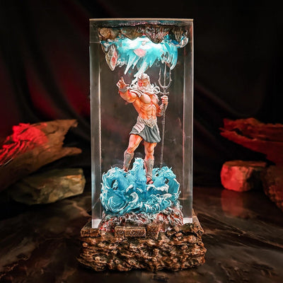 Mythology Poseidon Diorama Epoxy Resin Lamp, Night Light, Wireless Lights