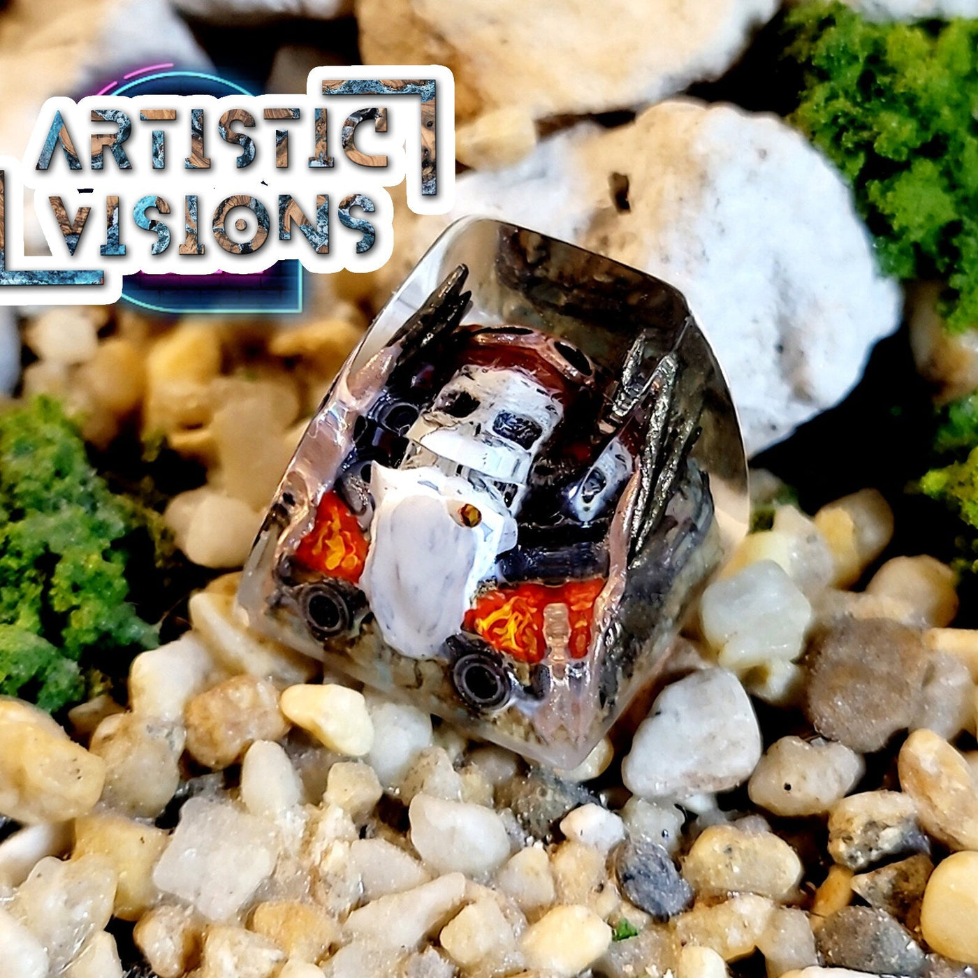 Skull Rider Bike Artisan Keycaps Epoxy Resin