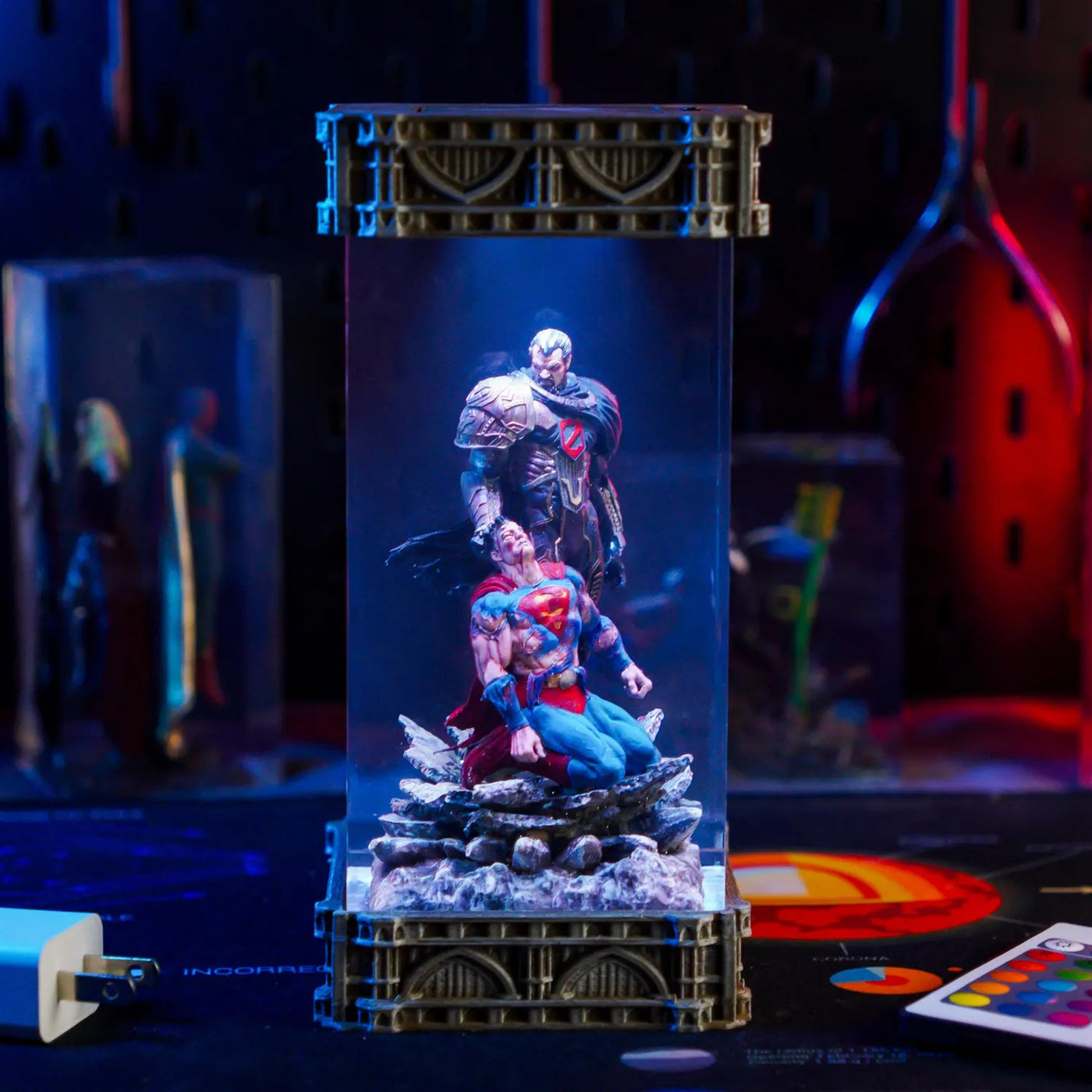 Marvel MCU Zod & Superman Epoxy Resin Lamp, Night Light, Wireless Lights