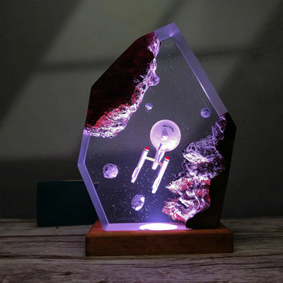 Star Trek USS Enterprise NCC-1701 Galaxy Sci-Fi Diorama Epoxy Resin Lamp, Night Light