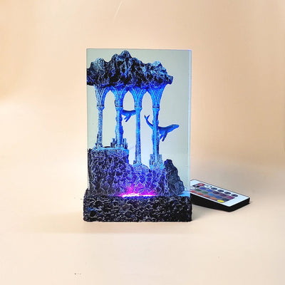 Whales Mythical Ancient Relics Undersea Ocean Diorama Epoxy Resin Lamp, Night Light, Wireless Lights