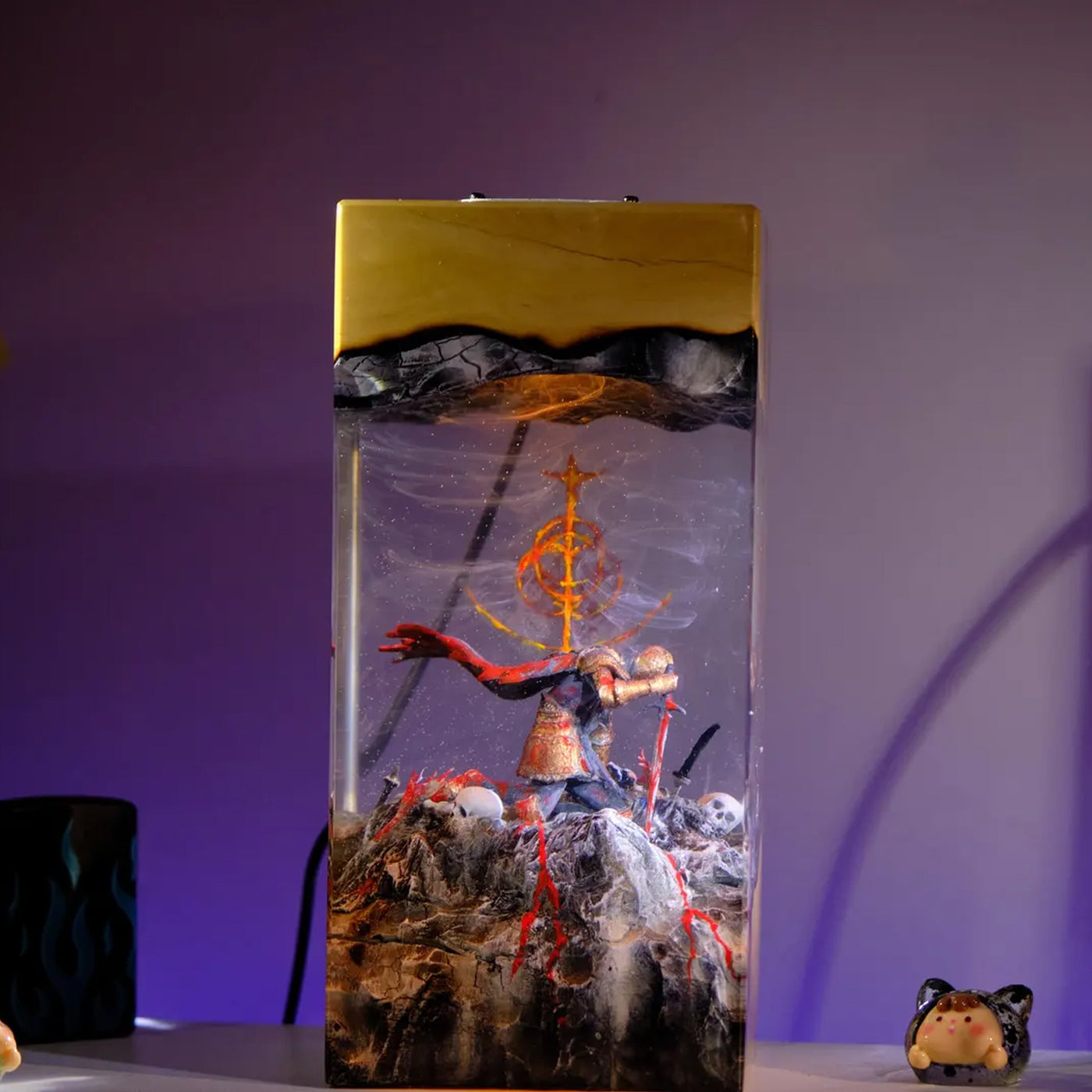 Elden Ring Roundtable Knight Vyke Tarnished Epoxy Resin Lamp, Night Light