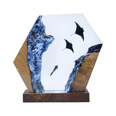 Manta Rays & Diver - High Quality Epoxy Resin Lamp