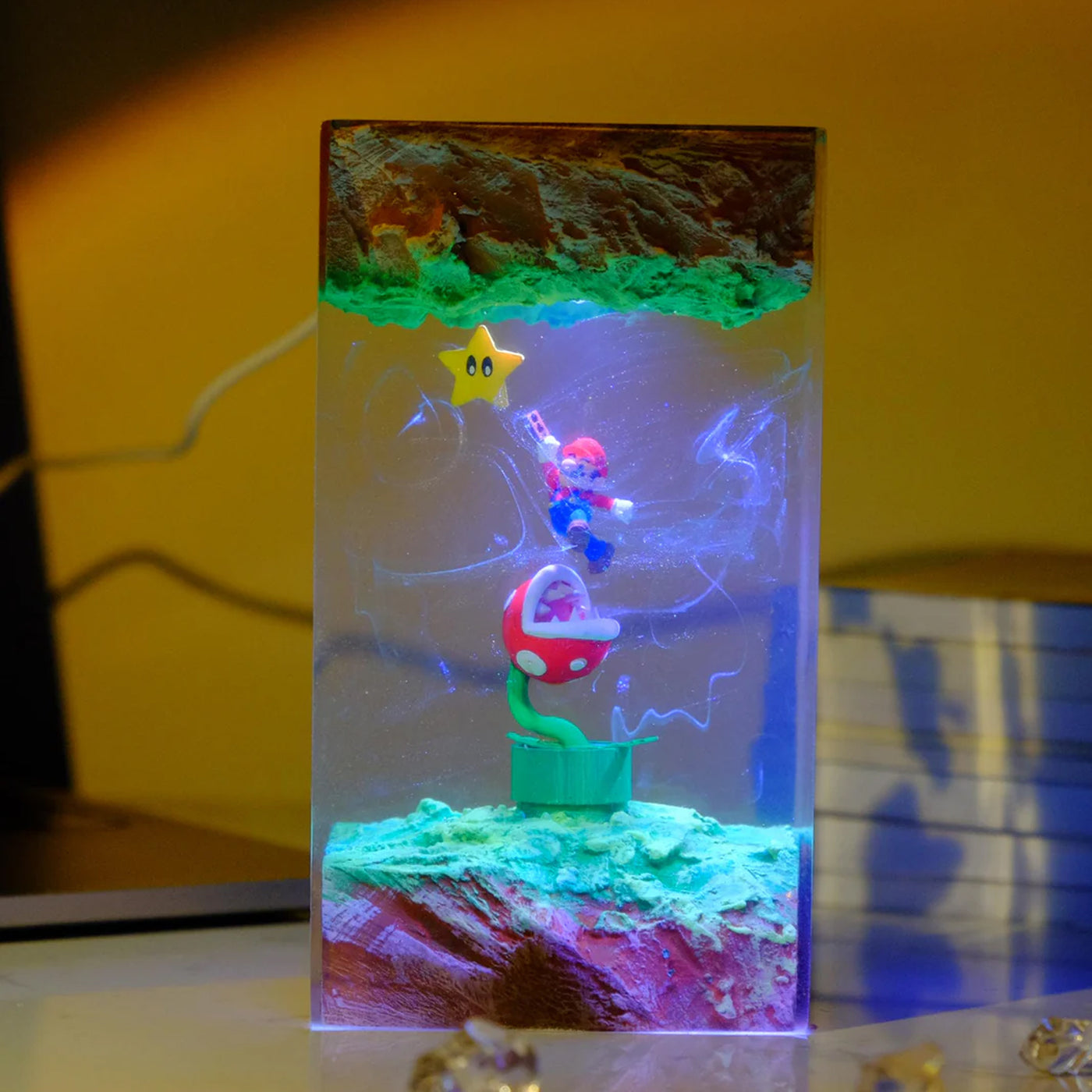 Super Mario Piranha Plant Epoxy Resin Lamp, Night Light