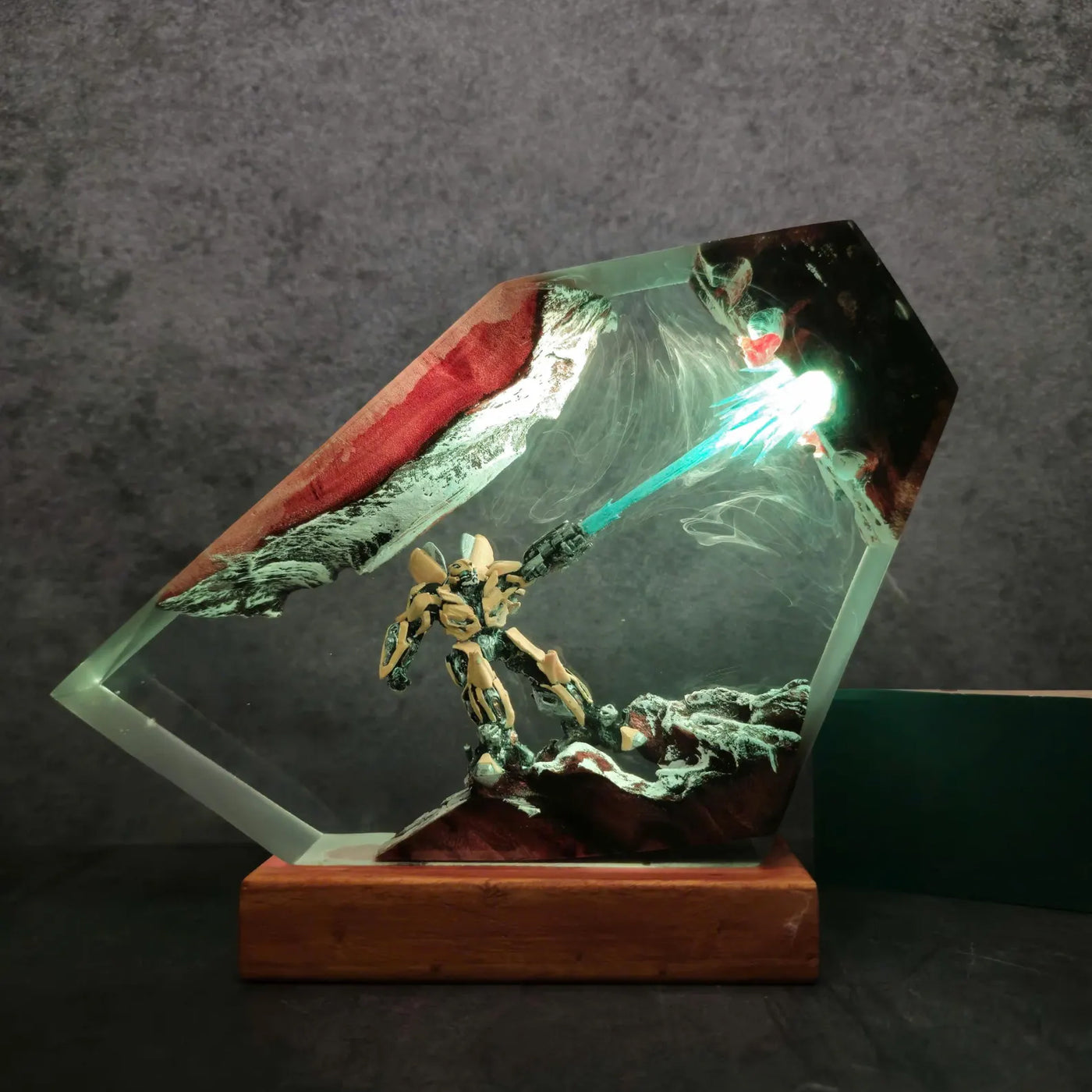 Transformer Bumblebee Yellow Mecha Beam Epoxy Resin Lamp, Night Light