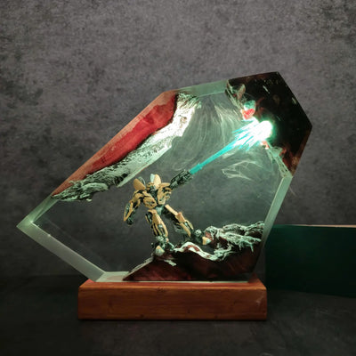 Transformer Bumblebee Yellow Mecha Beam Epoxy Resin Lamp, Night Light