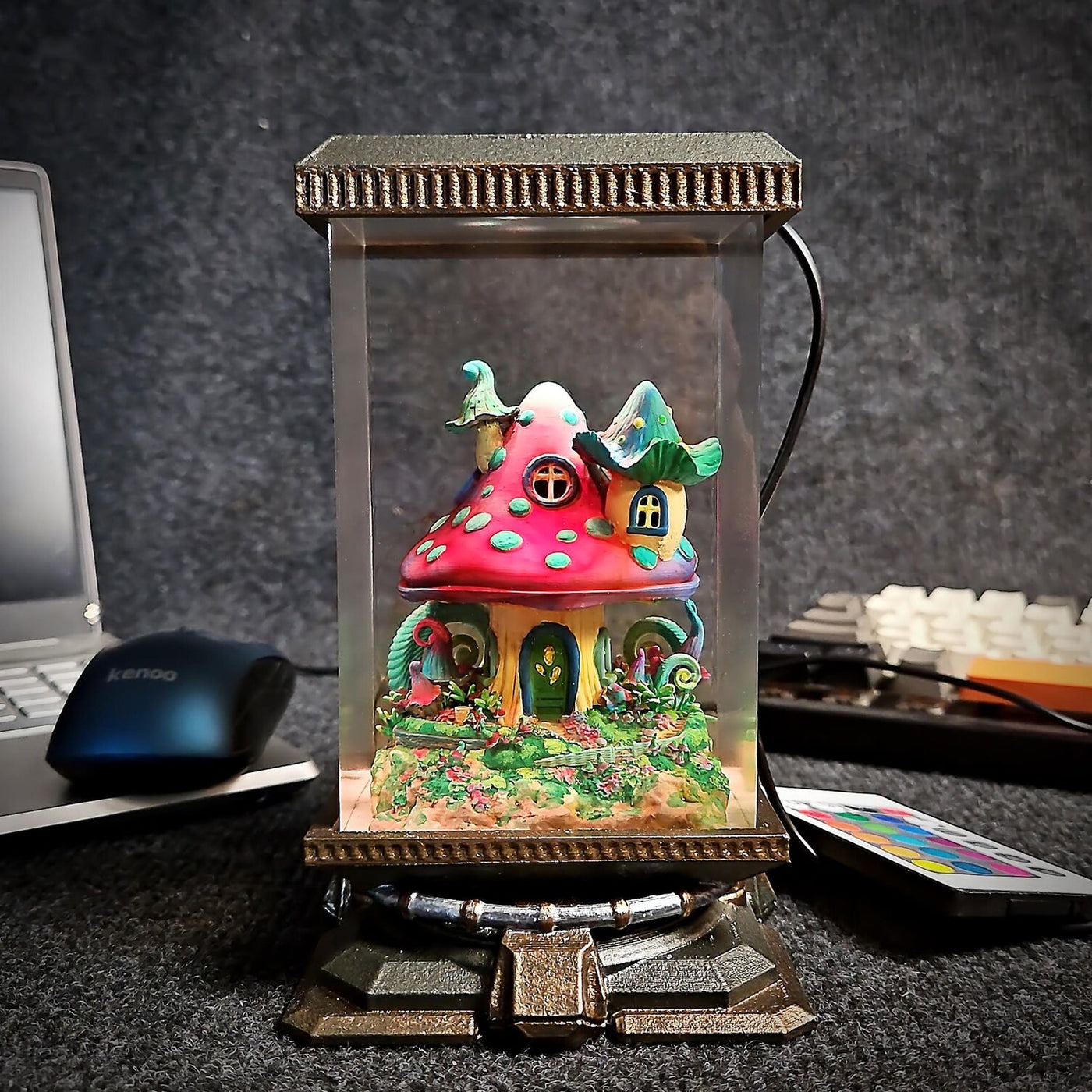 Mushroom Fairy House Garden Diorama Epoxy Resin Lamp, Night Light, Wireless Lights