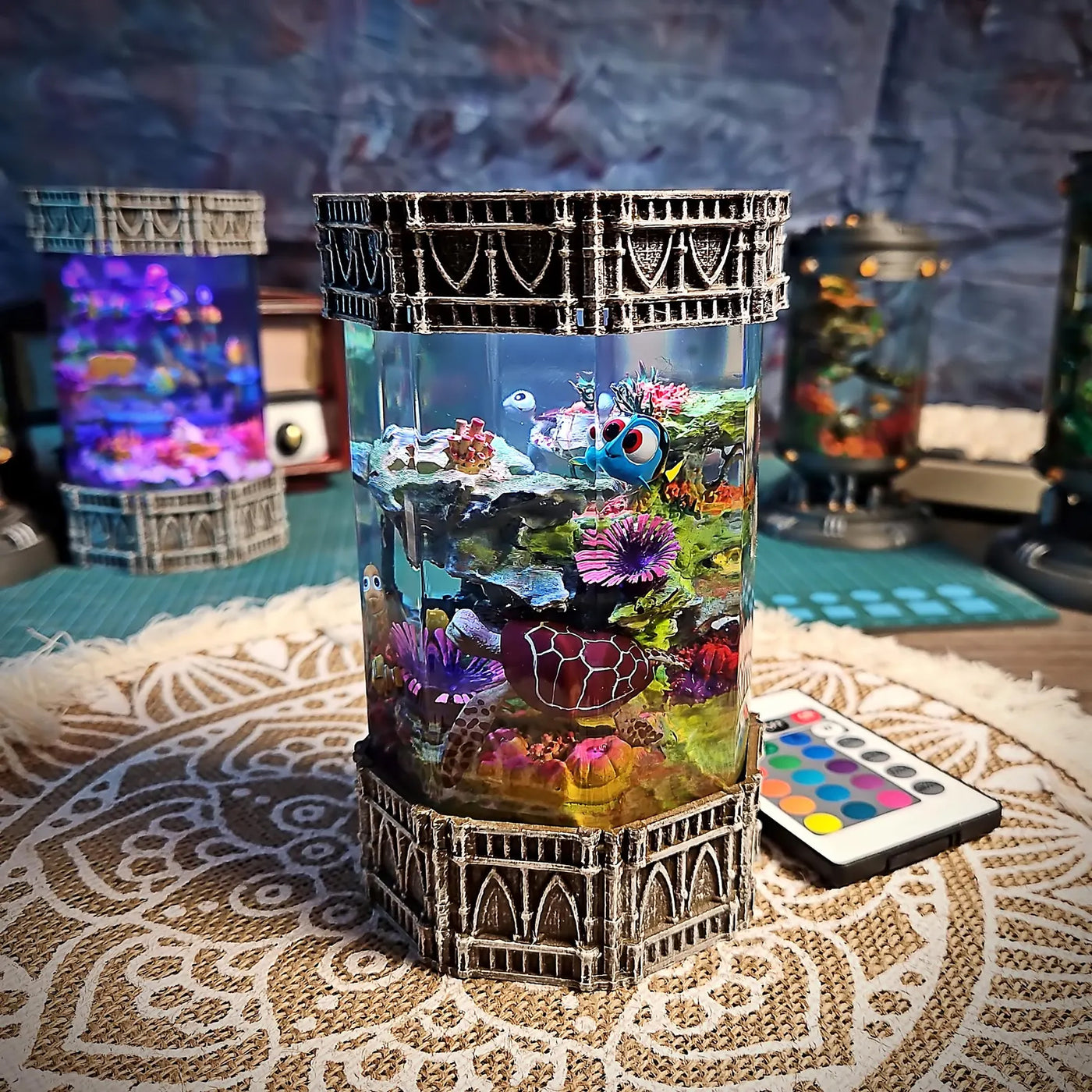 Ocean Coral Fish Nemo Cartoon Epoxy Resin Lamp, Night Light, Wireless Lights